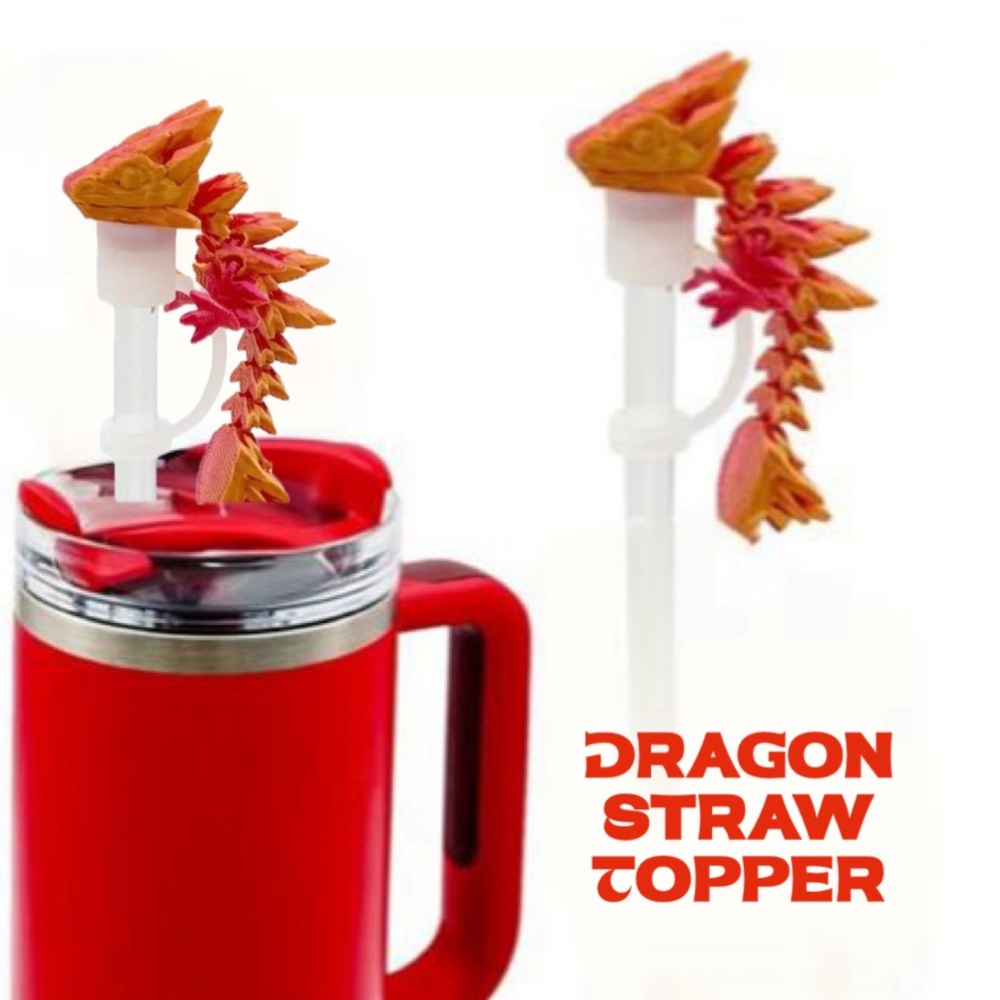 Dragon Straw Topper - Reddish Orange, NEW